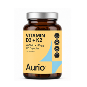 Aurio vitaminas D3 + K2 4000 TV + 150 µg, 120 kapsulių