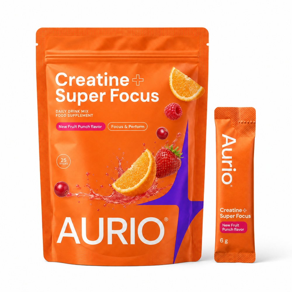 AURIO® Creatine + Super Focus, 25 Stick Packs, 200g