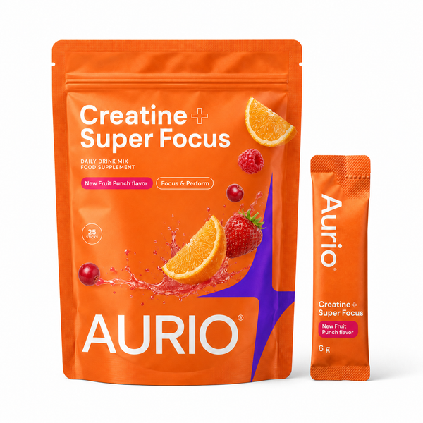 AURIO® Creatine + Super Focus, 25 Stick Packs, 200g