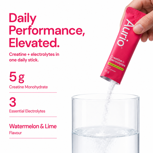 AURIO® Creatine + Electrolytes, 25 Stick Packs, 250g