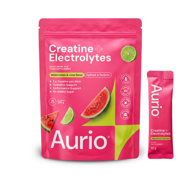 AURIO® Creatine + Electrolytes, 25 Stick Packs, 250g