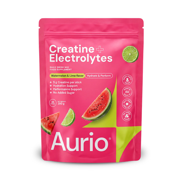 AURIO® Creatine + Electrolytes, 25 Stick Packs, 250g