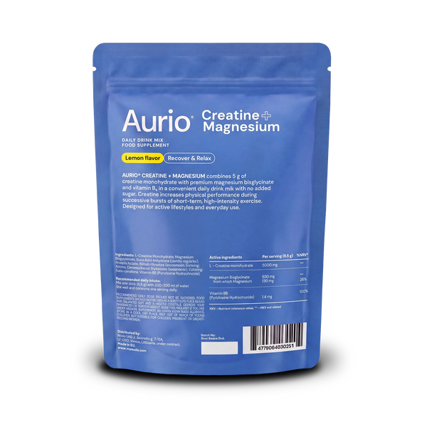 AURIO® Creatine + Magnesium Bisglycinate, 25 Stick Packs, 162.5g