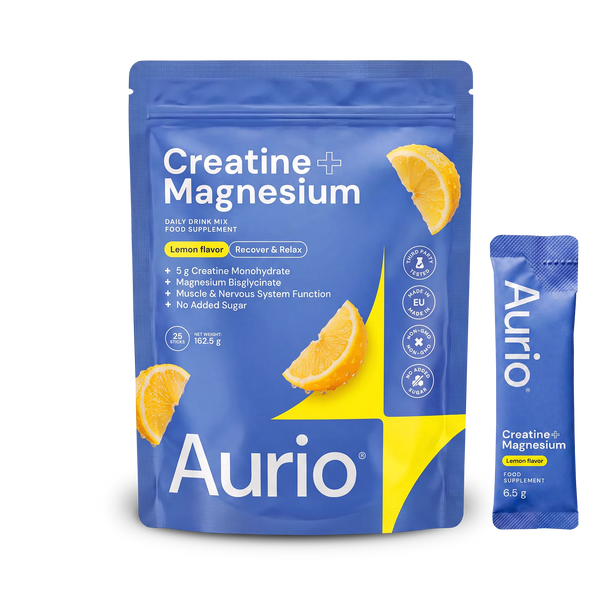 AURIO® Creatine + Magnesium Bisglycinate, 25 Stick Packs, 162.5g
